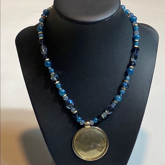 Chico's Blue and Gold Necklace with Elegant Pendant - Picture 1 of 8